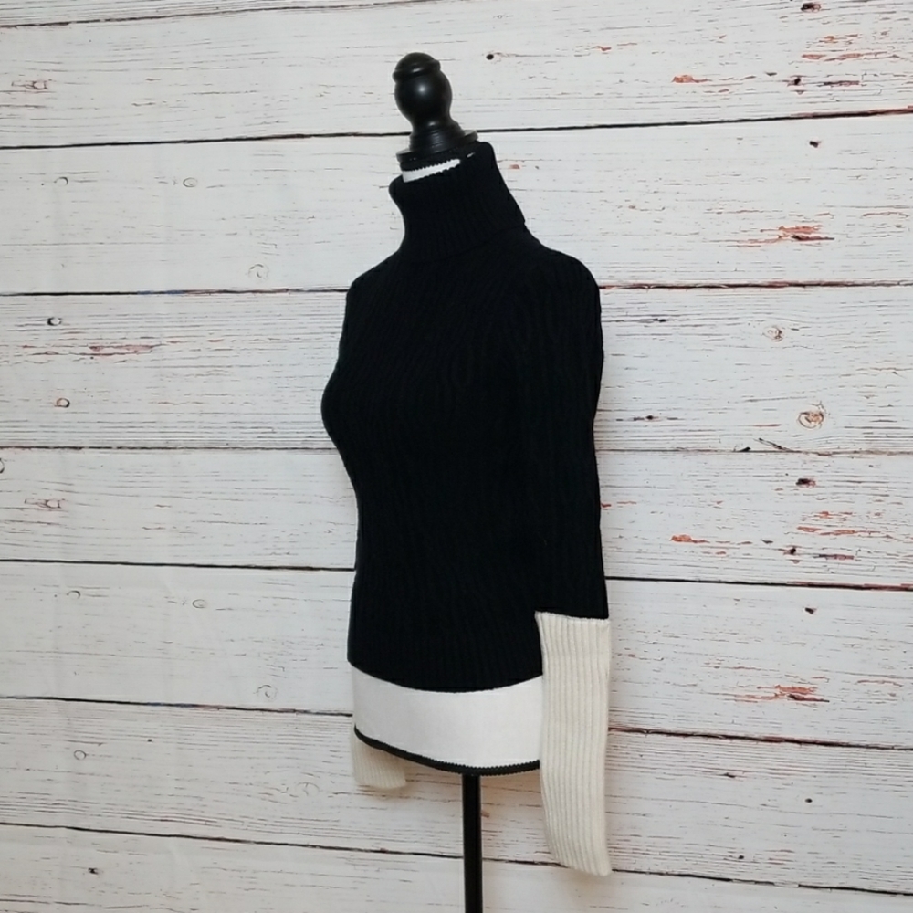 ZARA // cable knit color block turtleneck sweater - Picture 4 of 14